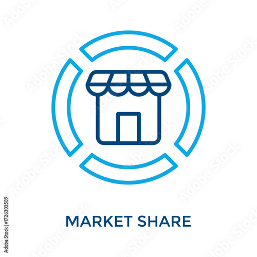 Market Share Icon Outline Color Style. Vector Illustration For Graphic Design