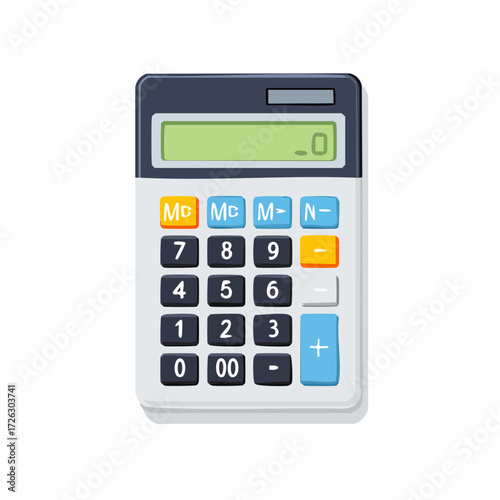 A simple, colorful calculator with a bright screen and large, easy-to-read buttons. Perfect for math, finance, education, and accounting themes.