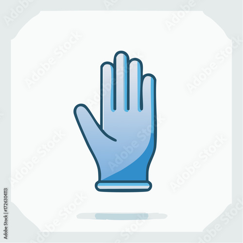 Stylized Illustration of a Blue Glove Against a White Backdrop for Hygiene and Protection