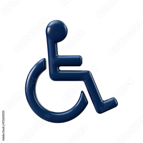 Blue 3d wheelchair accessibility symbol isolated on transparent background