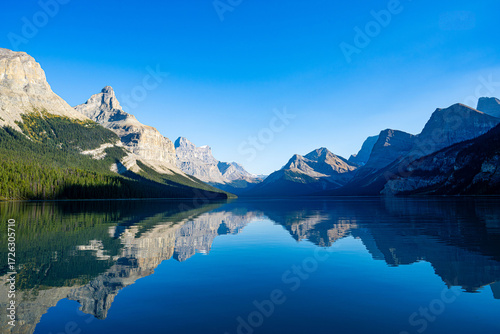 mountain reflection in lake, jasper National Park