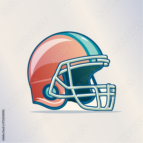 Vibrant illustration of a stylized football helmet with modern and eye-catching design