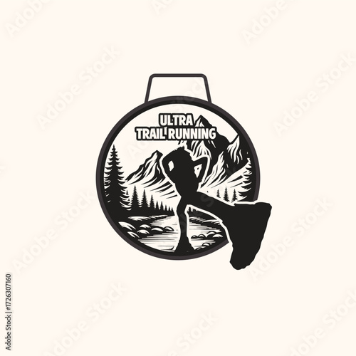 trail run medal design logo veftor image