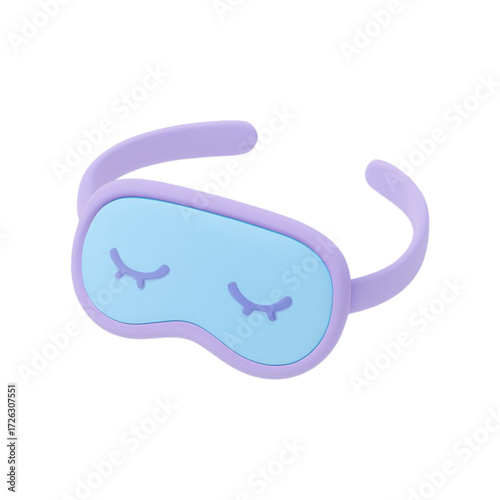 Cute cartoon sleep mask with closed eyes isolated on transparent background