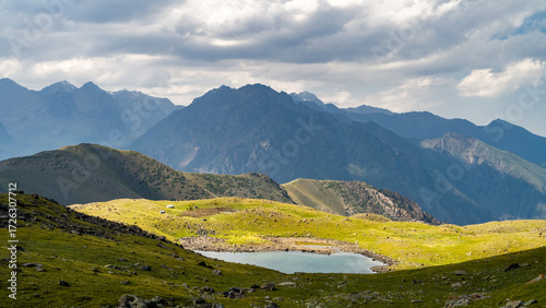 a beautiful mountain lake. a lake in the mountains