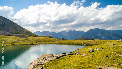 a beautiful mountain lake. a lake in the mountains
