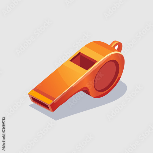 Vibrant Orange Whistle on a Grey Backdrop: An Isometric Vector Illustration