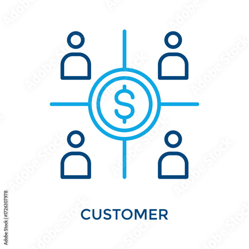 Customer Icon Outline Color Style. Vector Illustration For Graphic Design