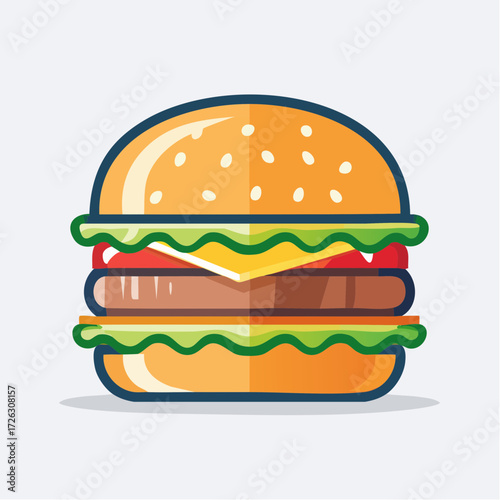 Vibrant vector illustration of a delectable hamburger, perfectly composed and appetizing