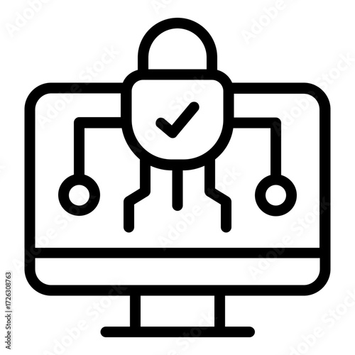 cyber security icon line