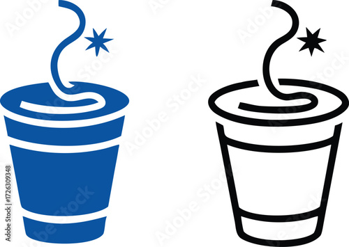 Hot coffee cup vector icon. Paper coffee cup icon isolated on white background. 

