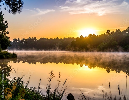 Sunrise over a tranquil lake (1)