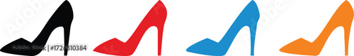 high heel shoes icon in outline and flat style , vector illustration 
