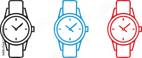 Wristwatch line icon. Smartwatch icon set. Hand watch symbol. Wristwatch line vector. Smart watch illustration. Editable stroke. Stock vector illustration.