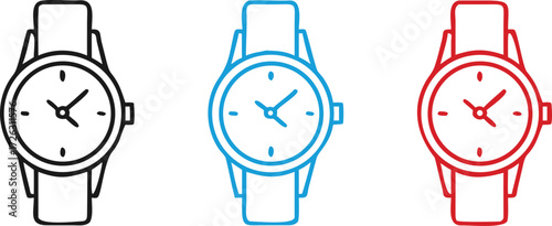 Wristwatch line icon. Smartwatch icon set. Hand watch symbol. Wristwatch line vector. Smart watch illustration. Editable stroke. Stock vector illustration.