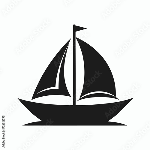 Illustration of a sailing boat, showcasing a simple and elegant design suitable for nautical themes and minimalist projects, vector art
