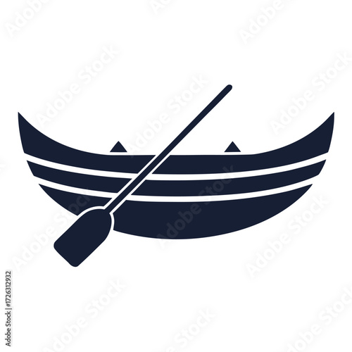 Illustration of a boat with an oar, showcasing a simple and elegant design suitable for nautical themes and minimalist projects, vector art