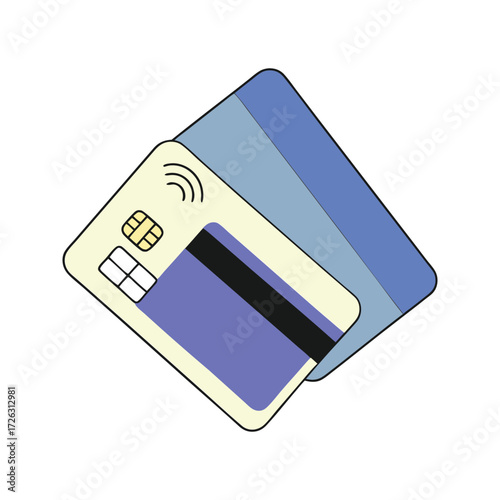 Modern debit card with nfc technology for contactless payments vector