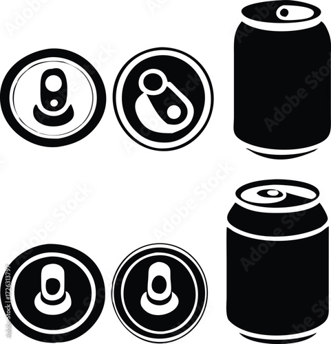 Soda can icon vector illustration black line.. Beverage, sign and symbol soda and juice silhouette. 
