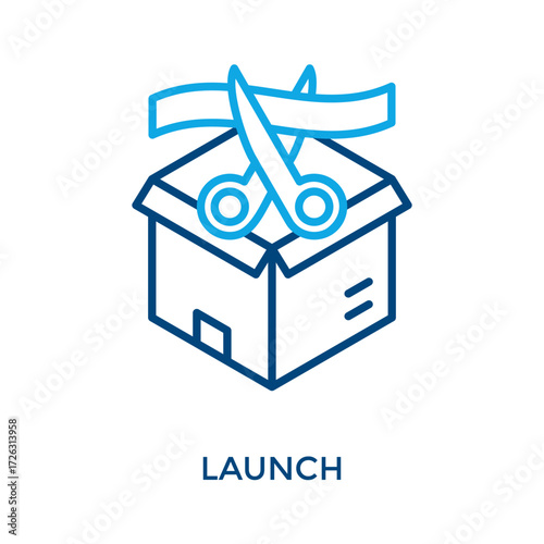 Launch Icon Outline Color Style. Vector Illustration For Graphic Design