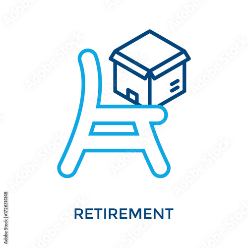 Retirement Icon Outline Color Style. Vector Illustration For Graphic Design