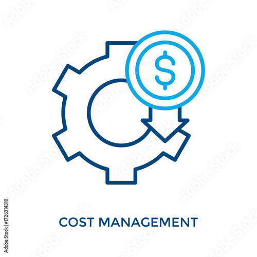 Cost Management Icon Outline Color Style. Vector Illustration For Graphic Design