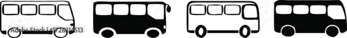 Vector art of alternating bus icons white outline and black solid fill 
