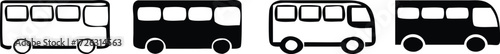 Vector art of alternating bus icons white outline and black solid fill 
