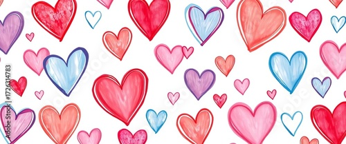 Adorable hand-drawn heart pattern; perfect for romantic designs,  romantic,  design element