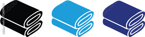 Versatile towel icons in various colors, perfect for spa, bathroom, or hotel branding, offering clean design and modern aesthetic appeal 
