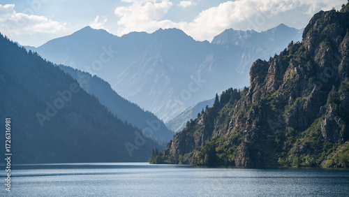 a beautiful mountain lake. a lake in the mountains