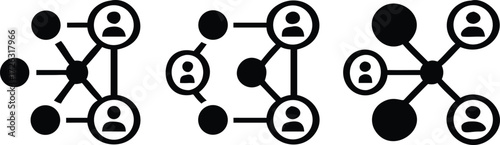 core of connection icon set. containing decentralized intelligence and network system in iconic form thin line and color style icon symbol sign for your app and web. vector illustration