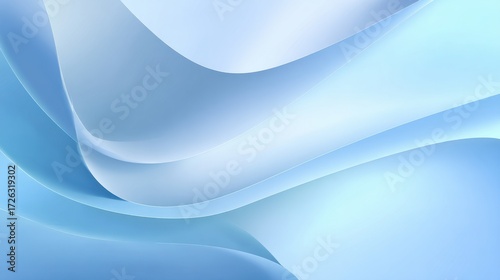 Serene Blue Silk Drapery - Abstract Waves of Light and Shadow.