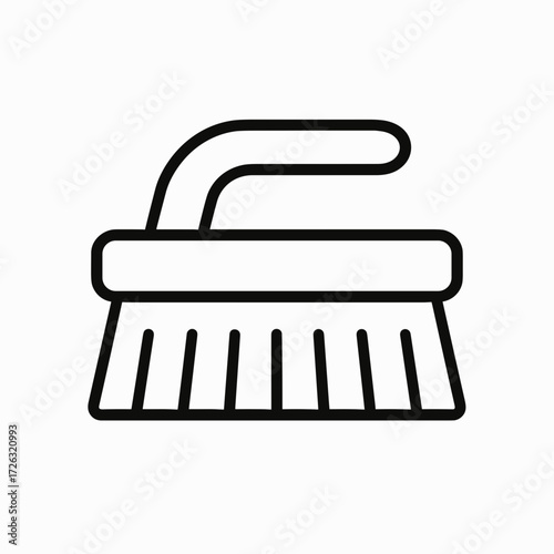 Cleaning brush in flat design style with simple lines  