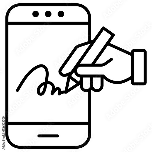 Digital Signature Outline Icon