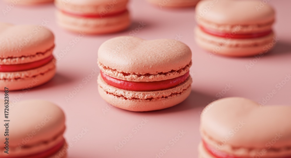 Obraz premium Pink macarons close up