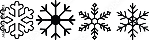 snow flakes icon Set Keep Frozen Icon Wintertime snowflakes with different shape and unique ornaments. Vector in flat style, isolated set of blue snow flakes, frozen water. Seasonal and winter design