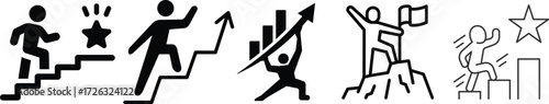 Growth icon set for business and finance. Vector collection  of progress, increase, and expansion symbols. team growth and development icon on white, line vector Career Icon Vector Element
