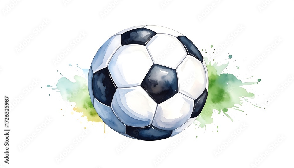 Naklejka premium Watercolor soccer ball