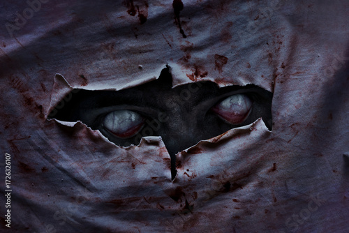 Scary zombie eyes peeking, Halloween theme