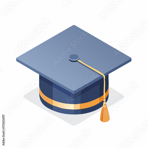Graduation Cap Isometric Icon Celebrate Academic Achievement and Educational Success