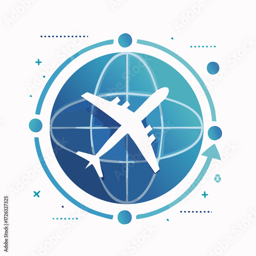 Global Air Travel Icon Worldwide Flight Transportation Illustration