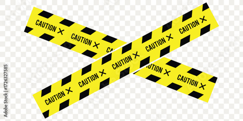 Warning vector ribbons. Attention sign, warning sign, caution sign, danger sign. Exclamation mark. Diagonal striped caution tape vector illustration for construction barriers, crime scene borders.