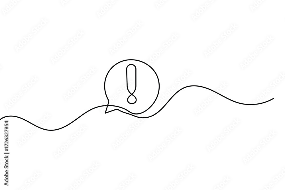 Obraz premium Minimalist continuous one line drawing of danger sign simple outline isolated vector illustration 