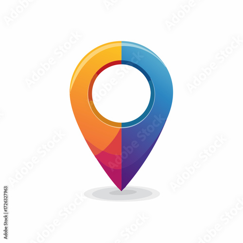 Vibrant and glossy 3D map pin icon with a colorful gradient, representing a destination, location, or point of interest for GPS navigation