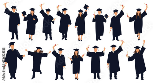 Graduates celebrating their academic achievements by wearing caps and gowns.