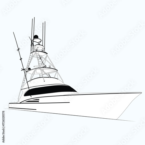 Vector Boat Line Art Illustration 
