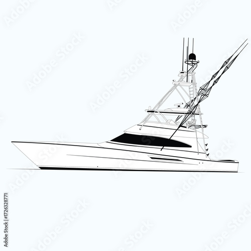 Vector Boat Line Art Illustration 
