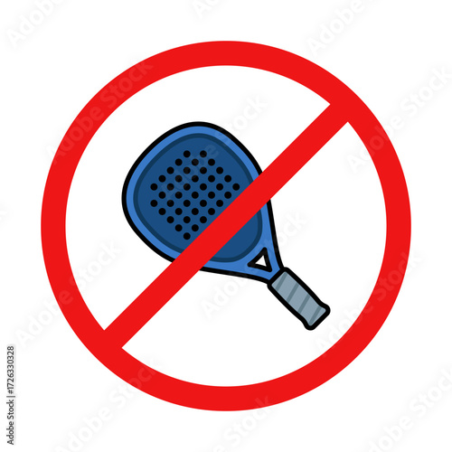 No Padel Racket Sign on White Background