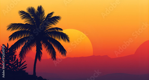 palm tree sunset